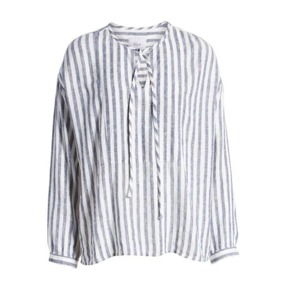 Rails Rio Blue White Stripe Nina Linen Blend Blouse NWT size XS - Picture 5 of 16